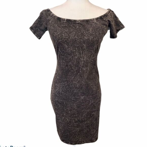 BONGO bodycon acid wash black mini dress - Picture 1 of 8